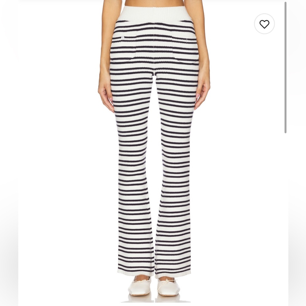 Frankie's Bikinis Black and White Striped Flare Pants